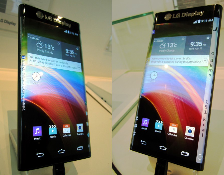 The LG Display Active Bending P-OLED display for mobile devices demonstrated at CES 2015