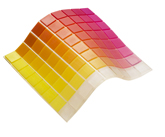 Eine der drei neuen flexiblen 72-Farb-Paletten des gummiartigen (TangoPlus) und festen farbigenMaterials (Vero) von Stratasys.